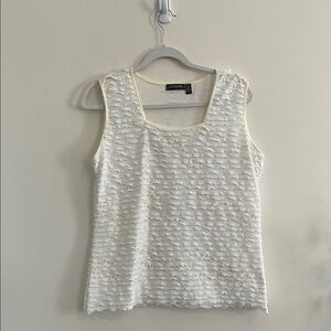 Vintage Notations White Ruffle Tank Top Glitter Gold Mermaid Coconut Girl L